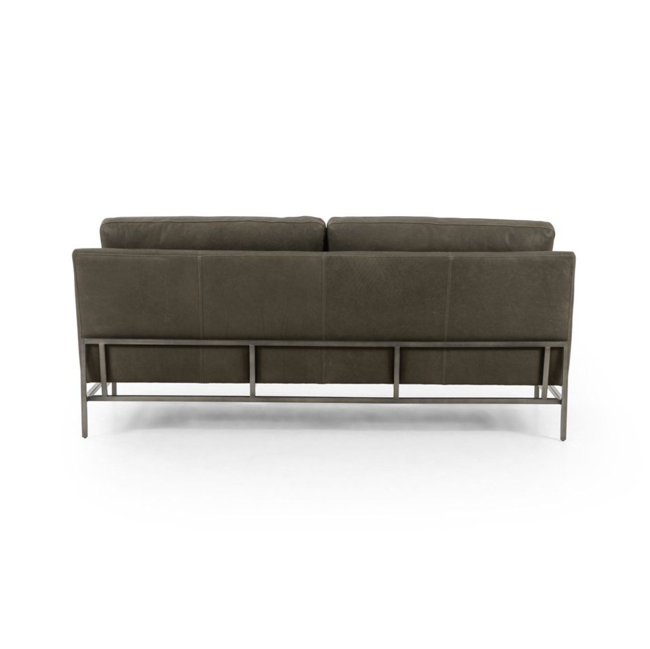 Samantha 74" 2 Cushion Top Grain Leather Sofa - Iron + Pewter