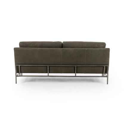 Samantha 74" 2 Cushion Top Grain Leather Sofa - Iron + Pewter