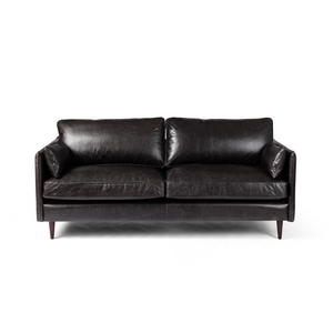 Rhett 76" Top Grain Leather 2 Cushion Sofa - Black