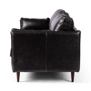 Rhett 76" Top Grain Leather 2 Cushion Sofa - Black