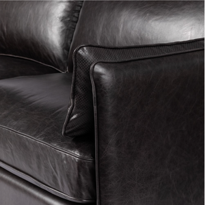 Rhett 76" Top Grain Leather 2 Cushion Sofa - Black