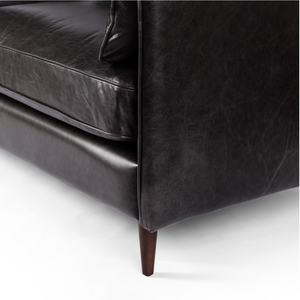 Rhett 76" Top Grain Leather 2 Cushion Sofa - Black