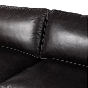 Rhett 76" Top Grain Leather 2 Cushion Sofa - Black