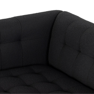 Mallory 96" Bench Cushion Tufted Sofa - Gunmetal + Performace Black