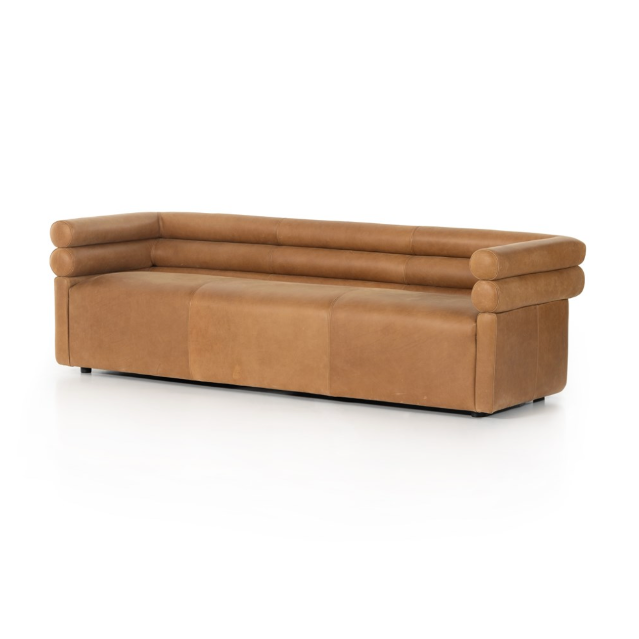 Evelyn 88" Top Grain Leather Bench Cushion Sofa - Cognac