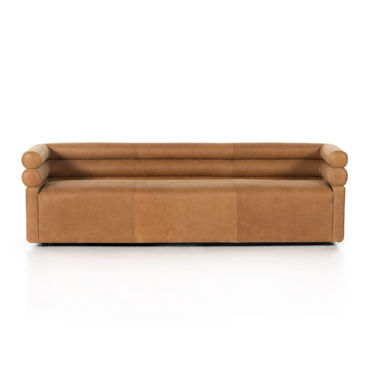 Evelyn 88" Top Grain Leather Bench Cushion Sofa - Cognac