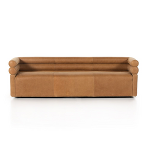 Evelyn 88" Top Grain Leather Bench Cushion Sofa - Cognac