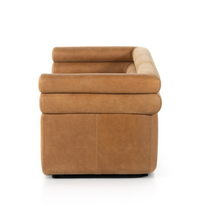 Evelyn 88" Top Grain Leather Bench Cushion Sofa - Cognac