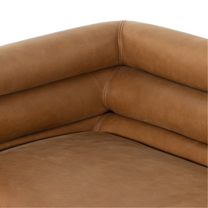 Evelyn 88" Top Grain Leather Bench Cushion Sofa - Cognac