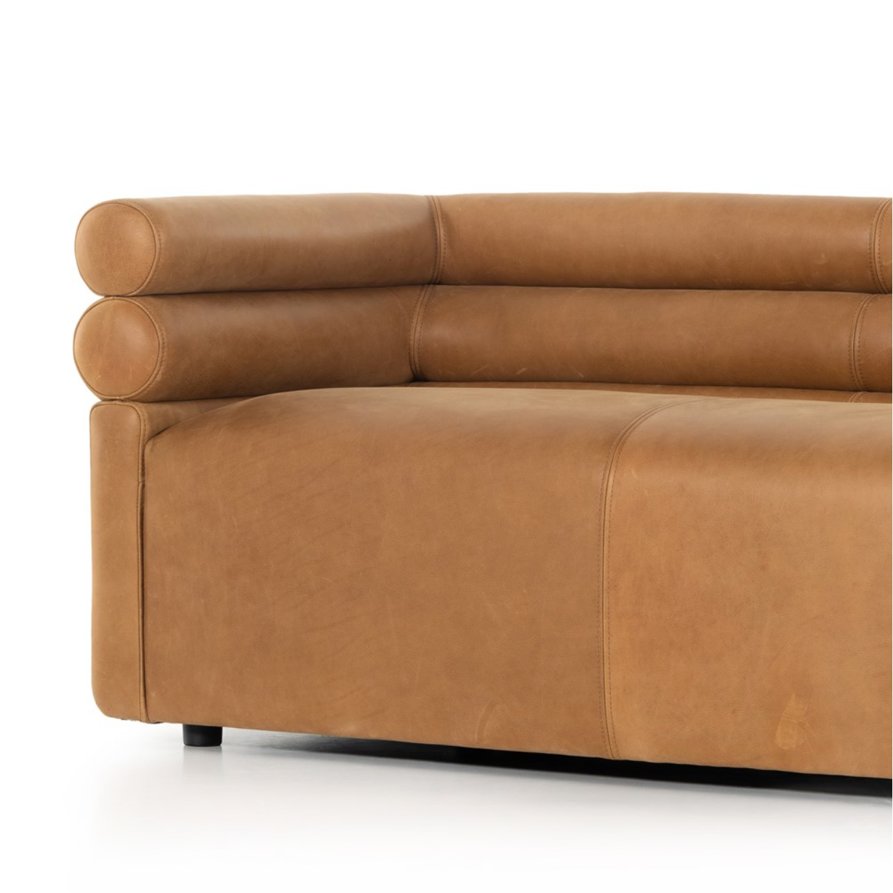 Evelyn 88" Top Grain Leather Bench Cushion Sofa - Cognac