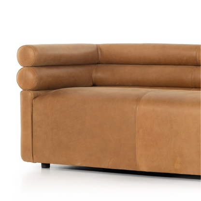 Evelyn 88" Top Grain Leather Bench Cushion Sofa - Cognac