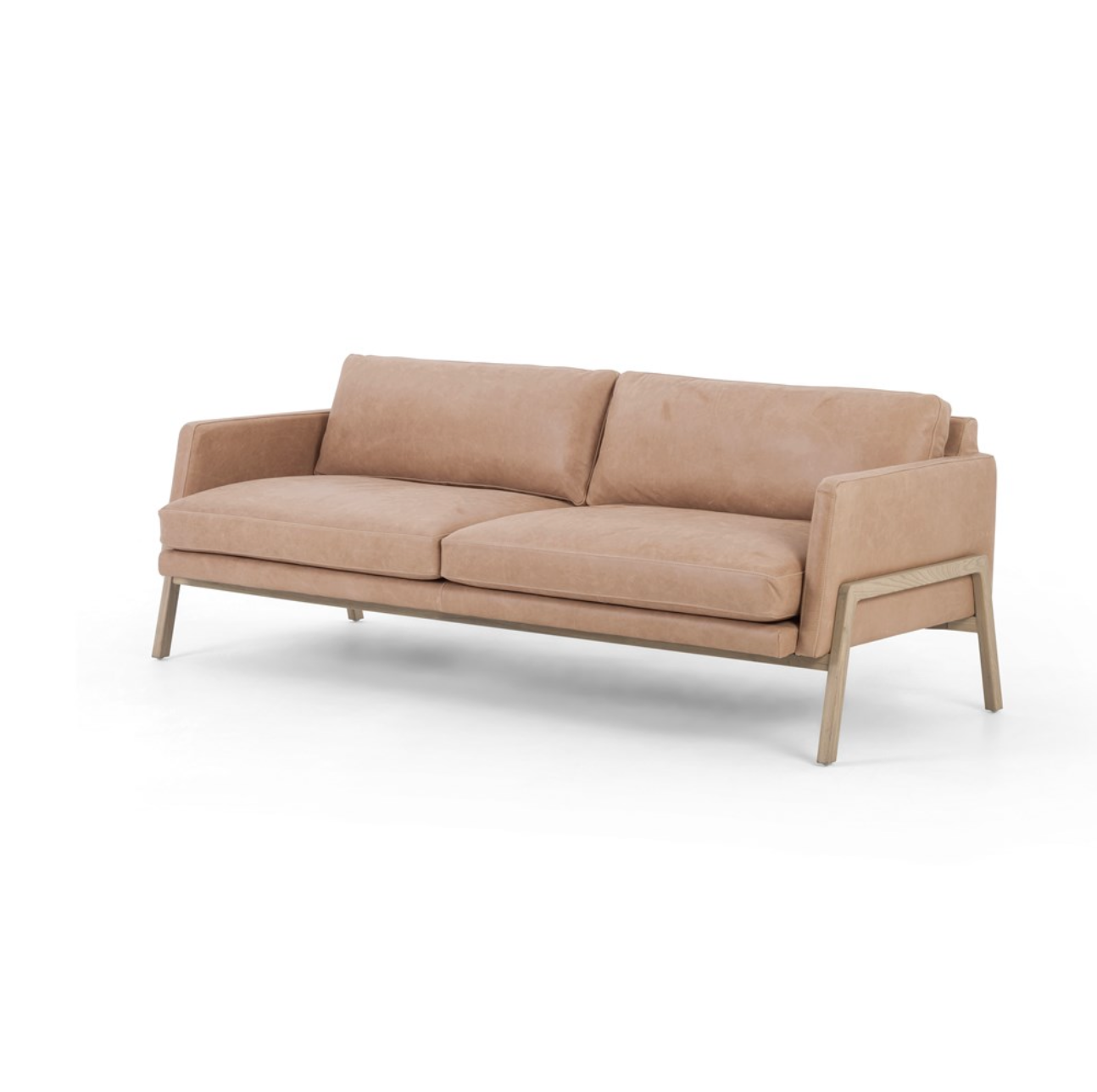 Chasity 84" Top Grain Leather 2 Cushion Sofa - Palermo Nude