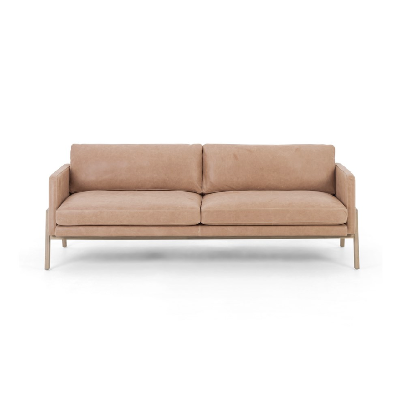 Chasity 84" Top Grain Leather 2 Cushion Sofa - Palermo Nude