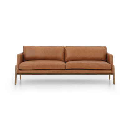 Chasity 84" Top Grain Leather 2 Cushion Sofa - Butterscotch