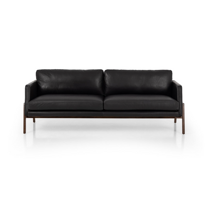 Chasity 84" Top Grain Leather 2 Cushion Sofa - Heirloom Black