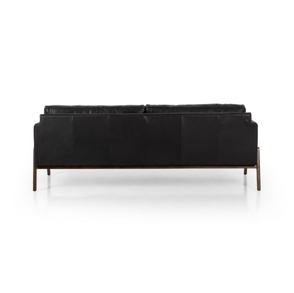 Chasity 84" Top Grain Leather 2 Cushion Sofa - Heirloom Black