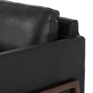 Chasity 84" Top Grain Leather 2 Cushion Sofa - Heirloom Black