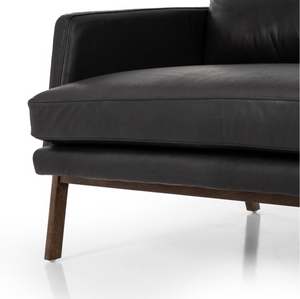 Chasity 84" Top Grain Leather 2 Cushion Sofa - Heirloom Black