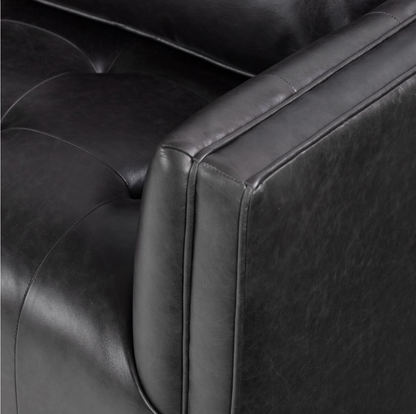 Keelan 90" Top Grain Leather Sofa - Sonoma Black