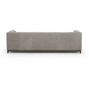 Quinn 98" Top Grain Leather Bench Cushion Sofa - Pewter