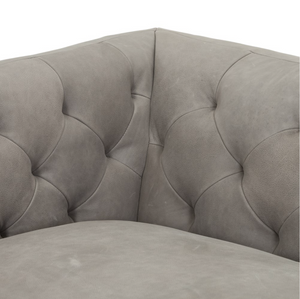 Quinn 98" Top Grain Leather Bench Cushion Sofa - Pewter