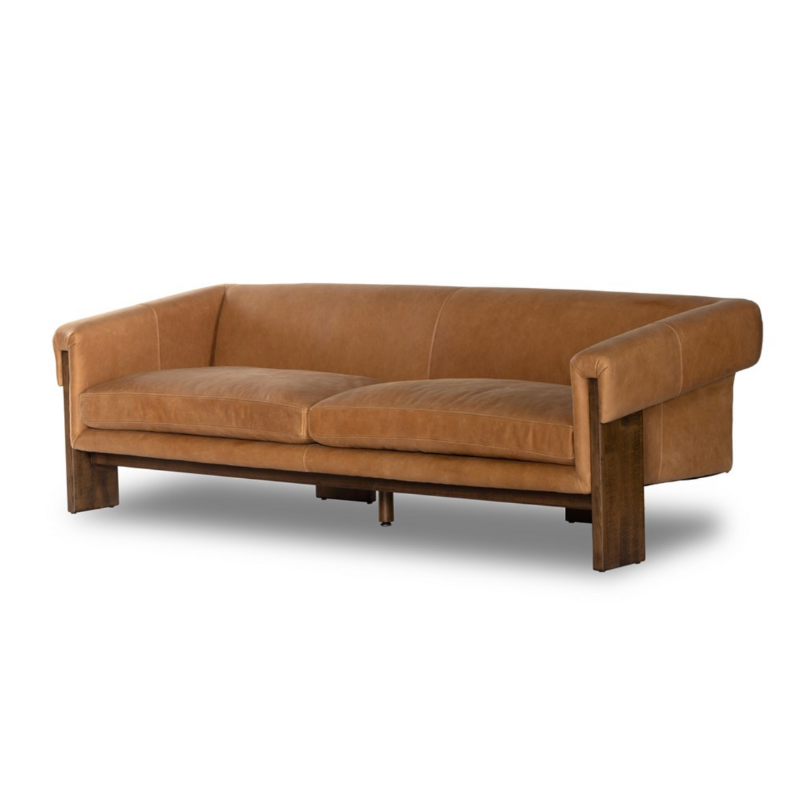 Cade 91" Italian Top Grain Leather 2 Cushion Sofa - Cognac