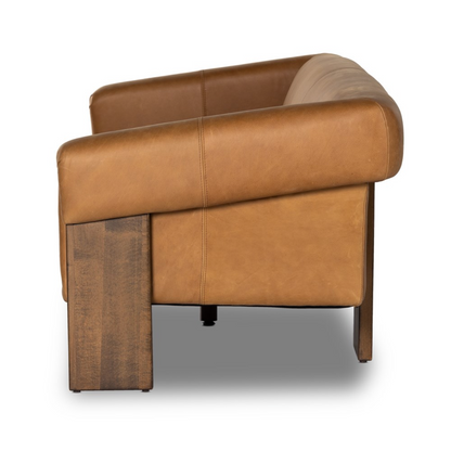 Cade 91" Italian Top Grain Leather 2 Cushion Sofa - Cognac