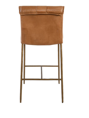 Wesley Top Grain Counter Stool - Saddle + Brass
