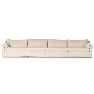 Mabel 180" 4 Cushion Modular Sectional - Performance Ivory