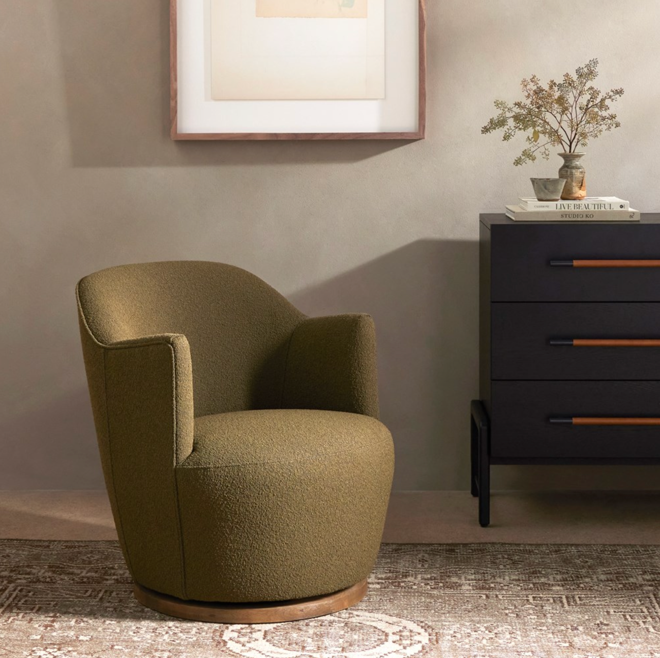 Santiago 26" Swivel Chair - Performance Olive