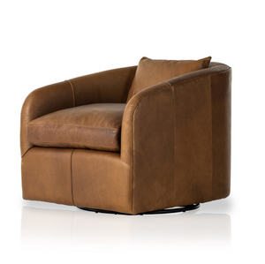 Tapanga 32" Top Grain Leather Swivel Chair - Sienna