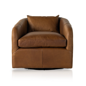 Tapanga 32" Top Grain Leather Swivel Chair - Sienna