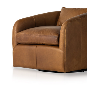 Tapanga 32" Top Grain Leather Swivel Chair - Sienna