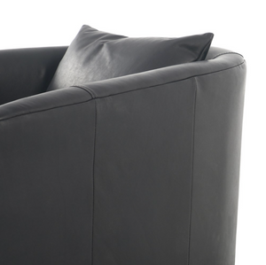 Tapanga 32" Top Grain Leather Swivel Chair - Heirloom Black