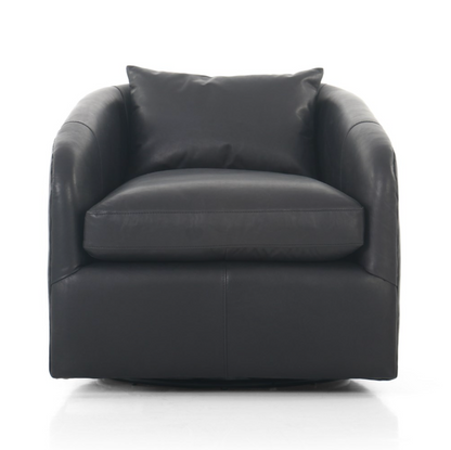 Tapanga 32" Top Grain Leather Swivel Chair - Heirloom Black