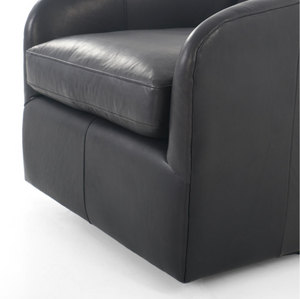 Tapanga 32" Top Grain Leather Swivel Chair - Heirloom Black