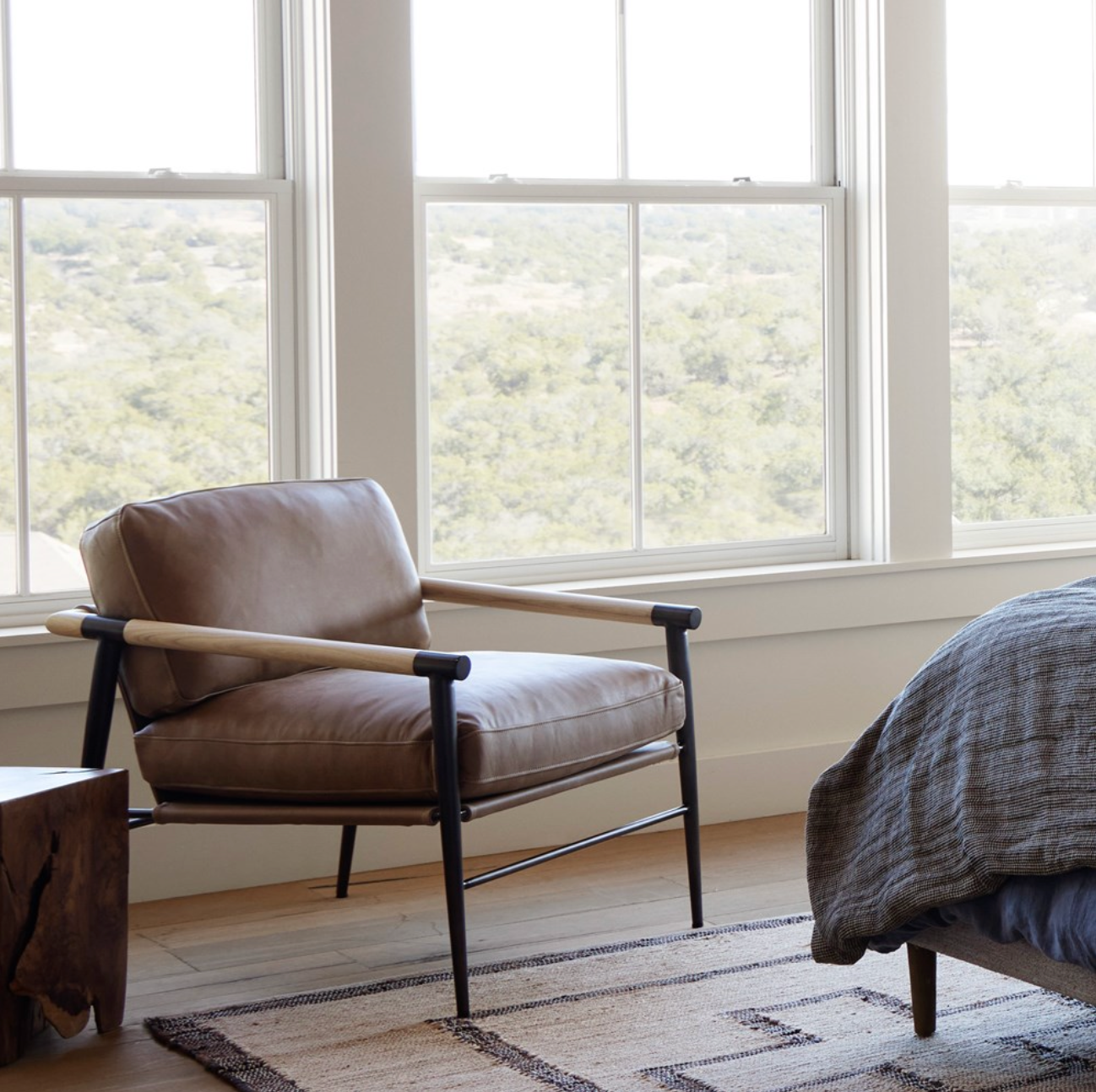 Raymond 28" Top Grain Leather Occasional Chair - Palermo Drift