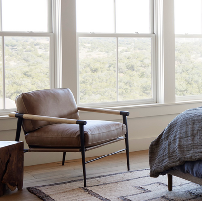 Raymond 28" Top Grain Leather Occasional Chair - Palermo Drift