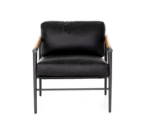 Raymond 28" Top Grain Leather Occasional Chair - Black