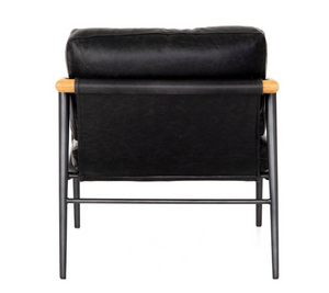 Raymond 28" Top Grain Leather Occasional Chair - Black