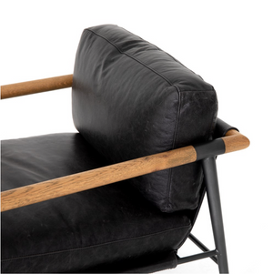 Raymond 28" Top Grain Leather Occasional Chair - Black