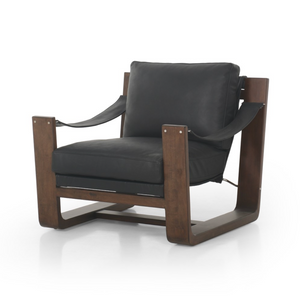 Jordana 33" Top Grain Leather Occasional Chair - Black