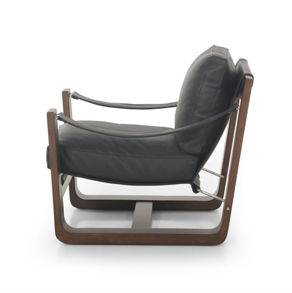 Jordana 33" Top Grain Leather Occasional Chair - Black