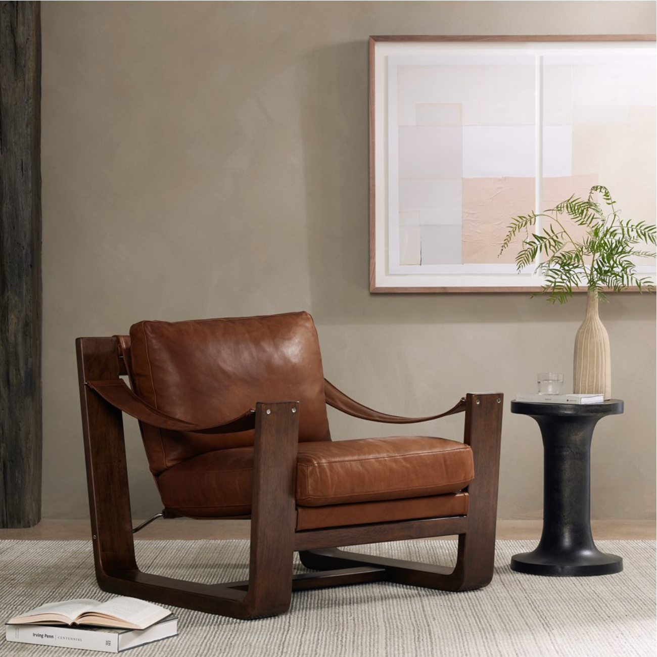 Jordana 33" Top Grain Leather Occasional Chair - Heirloom Sienna