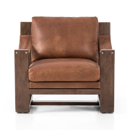 Jordana 33" Top Grain Leather Occasional Chair - Heirloom Sienna