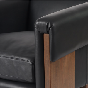 Cade 35" Top Grain Leather Occasional Chair - Black