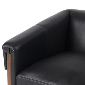 Cade 35" Top Grain Leather Occasional Chair - Black