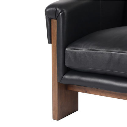Cade 35" Top Grain Leather Occasional Chair - Black