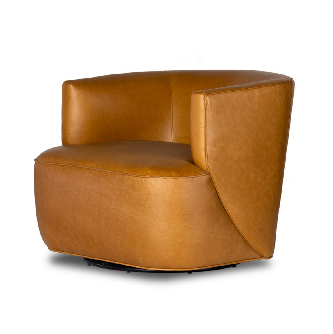 Kaelyn 34" Top Grain Leather Swivel Chair - Camel