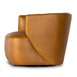 Kaelyn 34" Top Grain Leather Swivel Chair - Camel